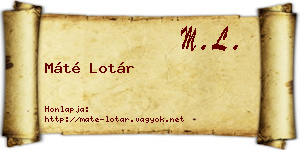 Máté Lotár névjegykártya